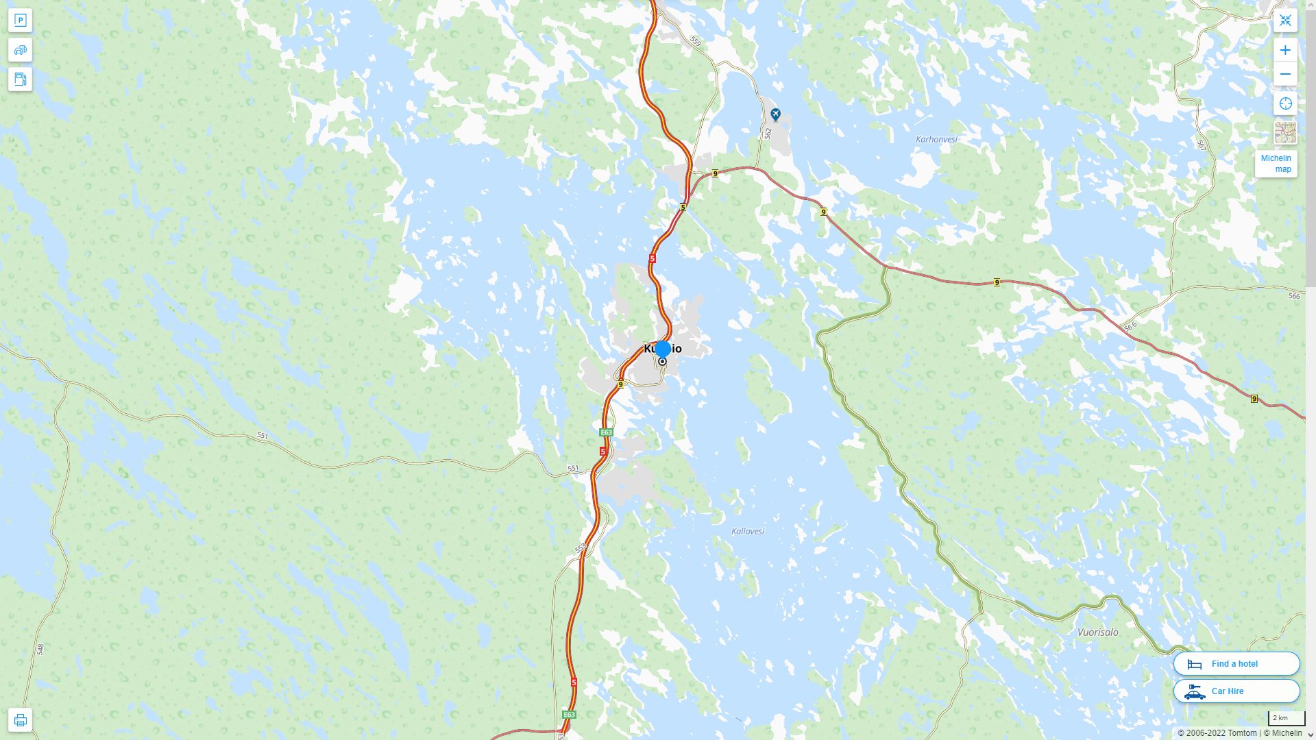Kuopio Finlande Autoroute et carte routiere